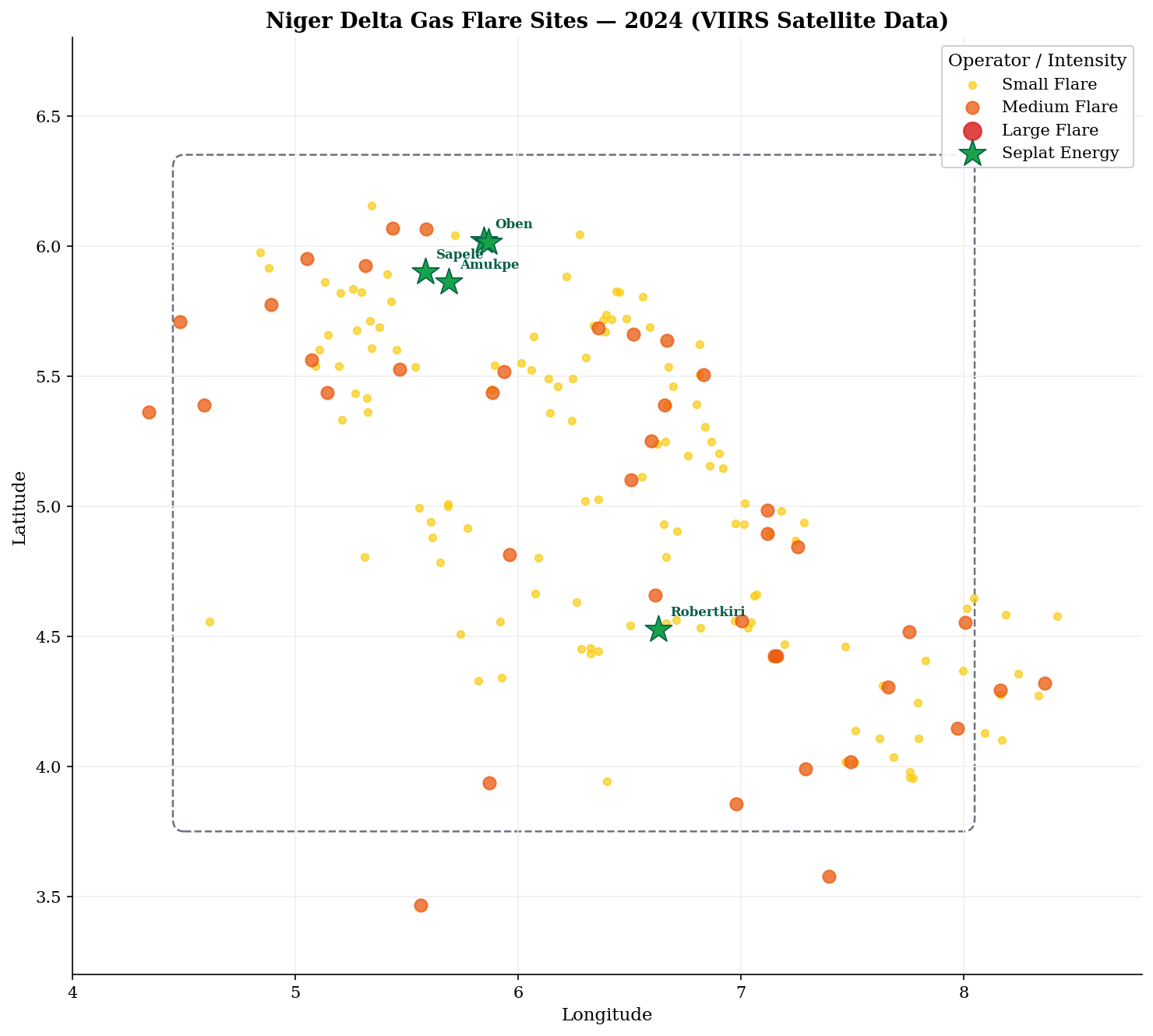 Niger Delta Gas Flare Sites 2024 VIIRS Satellite Data